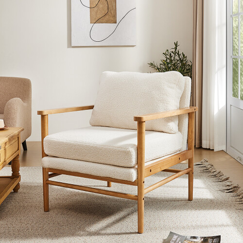Teddy Bear Fur Wooden Armchair 1