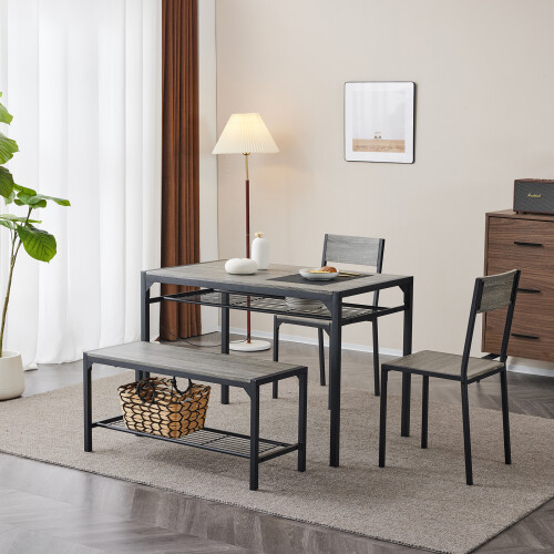 4 Piece Kitchen Dining Table Set w/ 2 Chairs and a Bench Home Kitchen Bar Pub Apartment 1