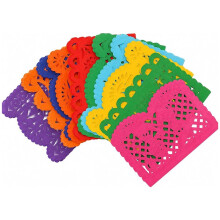 Colorful Tissue Paper Banners for Indoor Outdoor Hanging Decor - Day of the Dead Mexican Fiesta Decorations Supplies