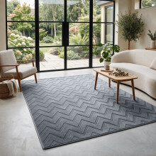 (120x170cm, Charcoal Waves) Carved Area Rugs-Soft Cut Pile Living Rooms Carpets