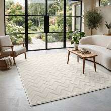 (60x110cm, Cream Waves) Carved Area Rugs-Soft Cut Pile Living Rooms Carpets