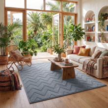 (160x230cm - Large Area Rug, Zig Zag Grey) High Low Pile Shaggy Geometric Rug - Modern Non Slip Area Rugs