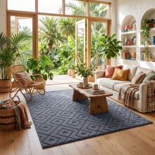 (160x230cm - Large Area Rug, Rhombus Grey) High Low Pile Shaggy Geometric Rug - Modern Non Slip Area Rugs