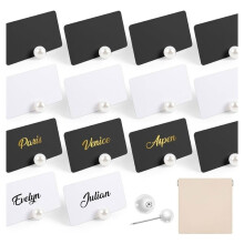 60 Pcs Decorative Pearl Place Card Holders, Elegant Pearl Card Stands and Name Cards, for Table Setting
