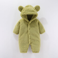 (Green, 80cm) Suit Crawling Baby With Hood For Solid Color And Toddlers In Fabric Plush Soft