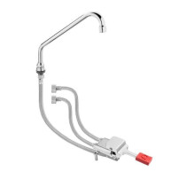 Grifo mezclador a pedal con pico de 250 mm en latón cromado