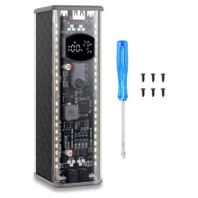 PD100W Adjustable Voltage Power Bank Case DIY Kit 8x21700 Transparent Shell No Welding SOS Light Fast Charging A