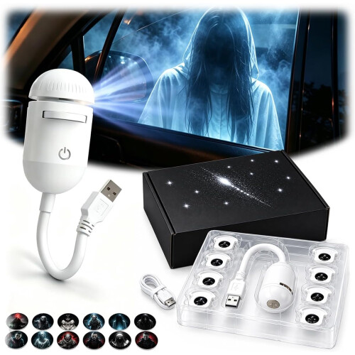 Halloween Window Projector for Car, Scary USB Plug and Play Projector