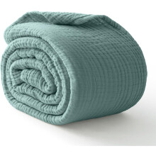 (127*177cm, Green) 100% Cotton Muslin Blanket, 6 Layers Breathable&Lightweight Cotton Throw Blanket for Couch, Soft Cooling Summer Gauze Blanket