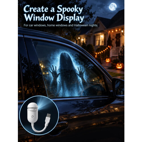 Halloween Window Projector for Car, Scary USB Plug and Play Projector 1