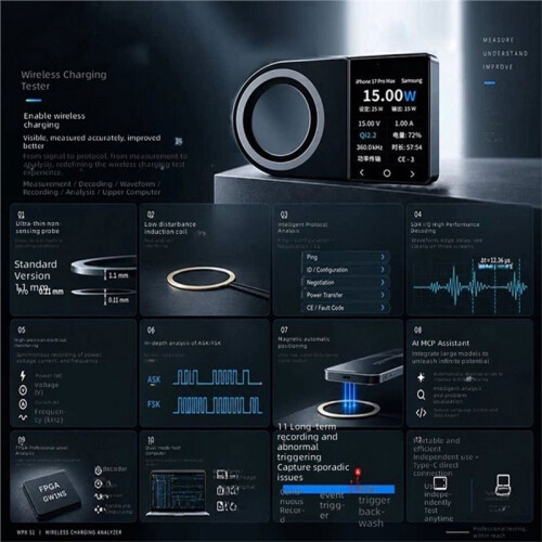S1 Wireless Charging Analyzer Oscilloscope Real Power Detection MPP  Sniffer and AI Debugging FOD Charging Analyzer 2