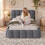 (3ft Single, Gray) Upholstered Bed Frame with Tufted Headboard & Slatted Base, Linen 1