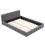 (4ft6 Double, Gray) Upholstered Bed Frame with Tufted Headboard & Slatted Base, Linen 9