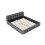 (4ft6 Double, Gray) Upholstered Bed Frame with Tufted Headboard & Slatted Base, Linen 10