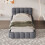 (3ft Single, Gray) Upholstered Bed Frame with Tufted Headboard & Slatted Base, Linen 4
