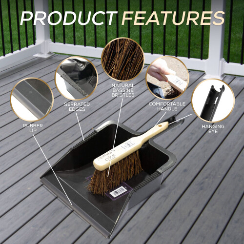 Large Garden Dustpan and Stiff Brush Set 1