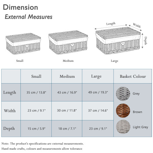 Wickerfield Brown Wicker Storage Basket - Set (L+M+S) 1