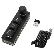 AI Voice Macro Keypad 3 Keys Single Knob Mechanical Keyboard Wired/2.4G Dual Connection Intelligent Input Keypad Black