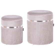 Set of 2 Storage Pouffes CAMDENTON Velvet Light Grey