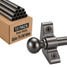 FROSHKAR Stair Rods for Runners Pack 13, Pewter Finish - for Runners Up to 70 cm Wide, Cut to Size, Decorative Carpet Stair Rods, Round Finials with F