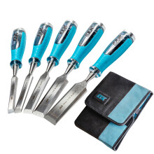OX Pro 5 Piece Wood Chisel Set in Velcro Case - 6mm, 10mm, 16mm, 19mm, 25mm