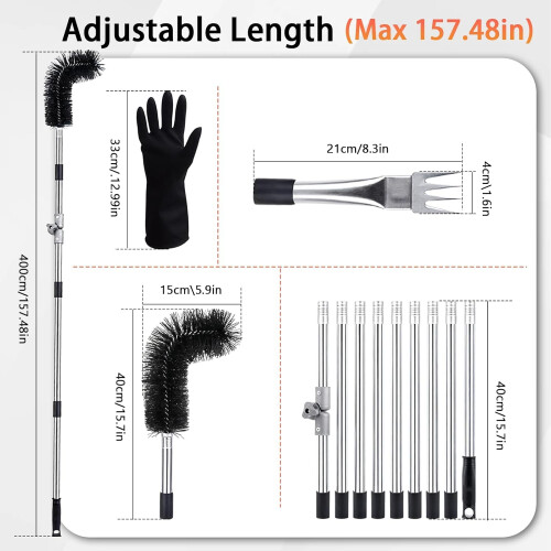 Gutter Cleaning Tools, 4M Length Adjustable Gutter Cleaning Pole 1