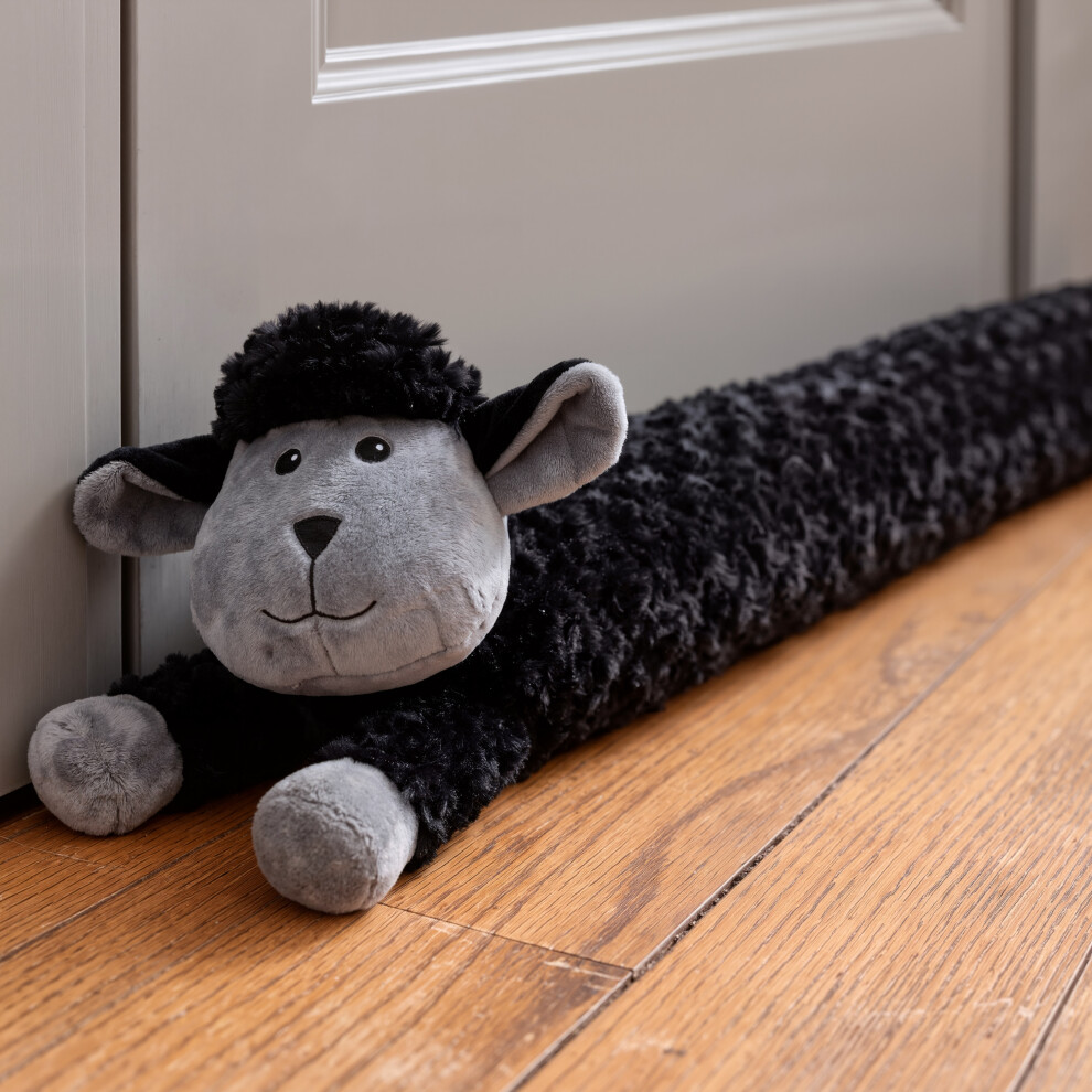 B&Q - Black Sheep Novelty Draught Excluder Sheep Design Fabric Fleece Draft Door Stopper Cushion - Image 2