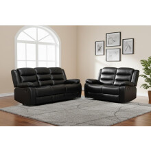 AI Leather Recliner Sofa Set with Cup Holders – 3+2 Seater – Leather Sofa – Manual Recliner Sofa (Black, 3+2 Seater)