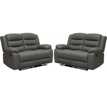 AI Leather Recliner Sofa Set with Cup Holders – 3+2 Seater – Leather Sofa – Manual Recliner Sofa (Grey, 2+2 Seater)