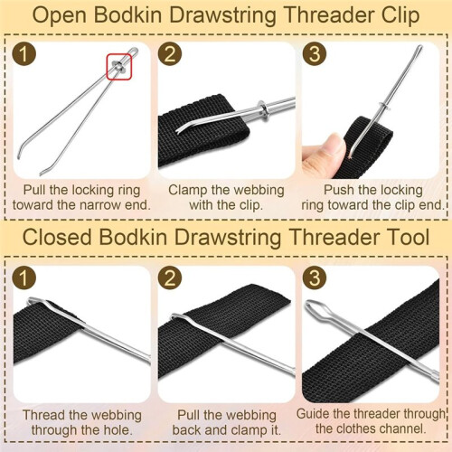 Drawstring Threader Tool, Bodkin Sewing Tool for Elastic Hoodies Pants Tool for Elastic Rope Sweatpants Drawstring 2