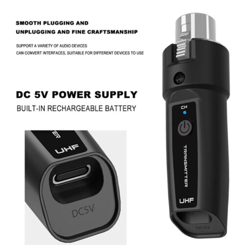 Wireless Audio Mic Adapter Receiver and Transmitter System Professional Wireless Guitar XLR Transmitter and Receiver 1