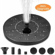 Solar fountain, 1W, floating pump, with nozzles, for bird bath pond garden aquarium water feature Outdoor for everyday household and workshop use