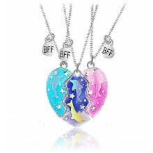 Collana a catena in argento a 3 pezzi per donna, collana per migliori amiche per 3 ragazze, collana con delfino e stella BFF con ciondo
