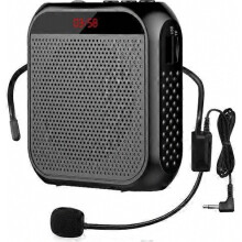 Amplificateur vocal portable avec casque-micro filaire et haut-parleur rechargeable (noir)