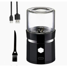 Mini macinino elettrico portatile per vaniglia, ricaricabile tramite USB, con spazzolina per la pulizia, ideale per tè e rosmarino.
