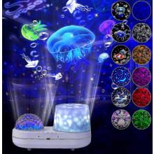 Proiettore di luci oceaniche per camera da letto, proiettore di luci notturne rotante a 360 gradi, 6 colori, effetto di proiezione ster