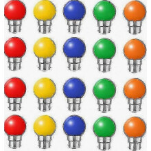 20x B22 LED-minibolletjes in de vorm van golfballen, gekleurd, voor buiten, terras, tuinfeest