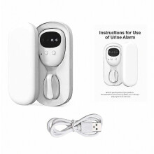 Allarme per enuresi notturna wireless ricaricabile con vibrazione forte, monitor per bambini e bambine - Bianco