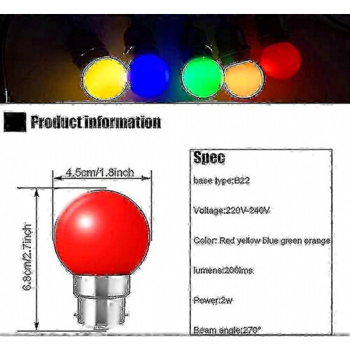 20x B22 LED χρωματιστές μίνι λάμπες γκολφ για εξωτερική βεράντα ή πάρτι κήπου 1