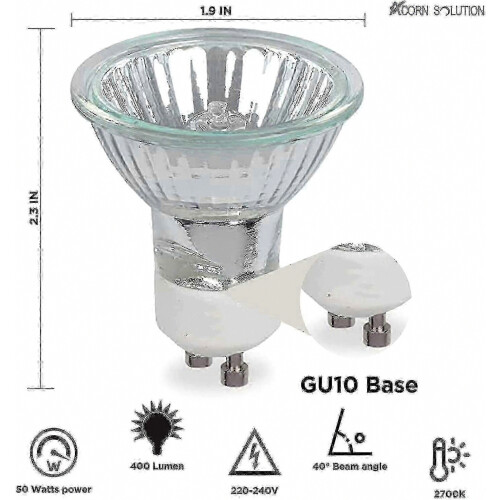 Λαμπτήρες αλογόνου GU10 50W, συσκευασία των 8 τεμαχίων, 700LM, 3000K, θερμό λευκό, 22 1