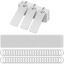 100Pcs Stainless Steel Engraving Blanks with Key Rings, 2"X0.6" Metal Stamping Tags, Blank Engravable Keychains