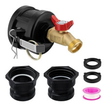 IBC Tote Hose Adapter 2" Cam Lock Fitting, 2" Fine & Coarse Thread, 275-330 Gallon Tank Faucet Kit