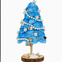 Albero di Natale naturale con luce notturna a forma di conchiglia, kit fai da te con materiali per decorazione da scrivania.