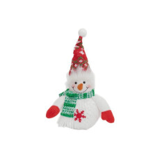 Statuetta luminosa di pupazzo di neve in peluche, decorazione natalizia, ornamento per finestra, atmosfera natalizia