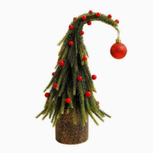 Ornamento per albero di Natale dal collo storto, decorazione natalizia fai da te, albero di Natale a gomito, pianta in vaso