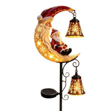 Lámpara solar LED decorativa para poste de jardín con diseño de Papá Noel.