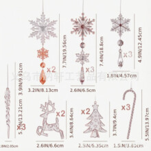 Set di 18 ornamenti per albero di Natale in acrilico, decorazioni per le feste, fiocchi di neve di cristallo, colonne di ghiaccio,