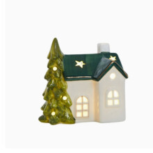 Weihnachtsdekorationsartikel, Schneehaus-Ornamente, beleuchtete Keramik-Tischdekoration