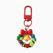 Lindo llavero/colgante para bolso con forma de corona navideña y árbol de Navidad de dibujos animados.