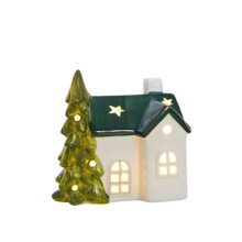 Elementos decorativos para el escritorio, adornos luminosos de cerámica para casas de nieve, decoración ambiental.